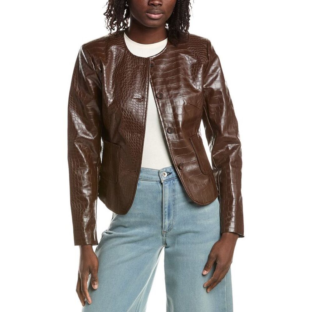 Lamarque Womens Croco Jacket, Brown